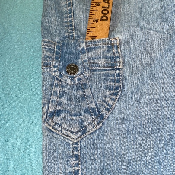 GLORIA VANDERBILT denim blue peddle pushers cargo style snap pockets size 12 - Picture 6 of 15